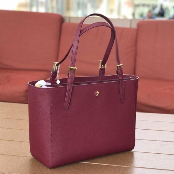 Tory Burch Women's Emerson Saffiano Leather Small Top Zip Tote Handbag 64188 - Picture 7 of 7